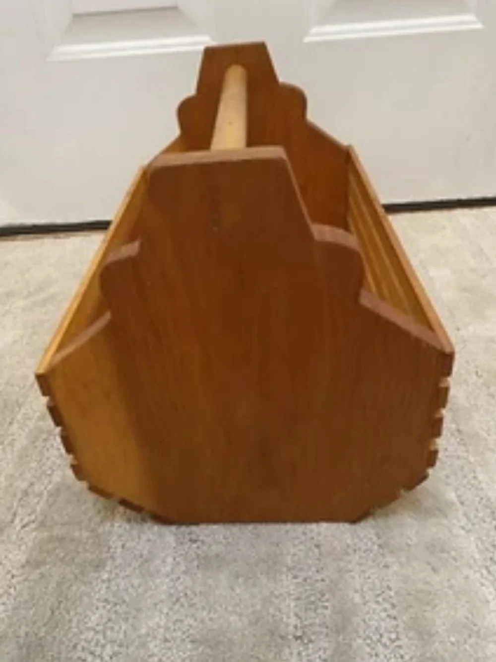 Vintage Large Slat Wood Folkart Carryall /Garden Trug / Basket / Tote / Tool Box